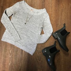 White and Grey scoop neck sweater